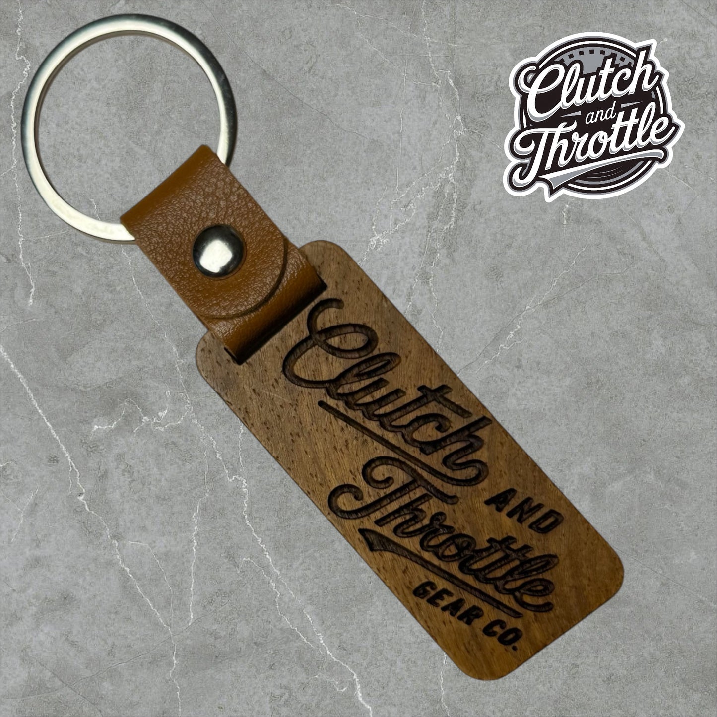 Modern Script Wooden Keychain