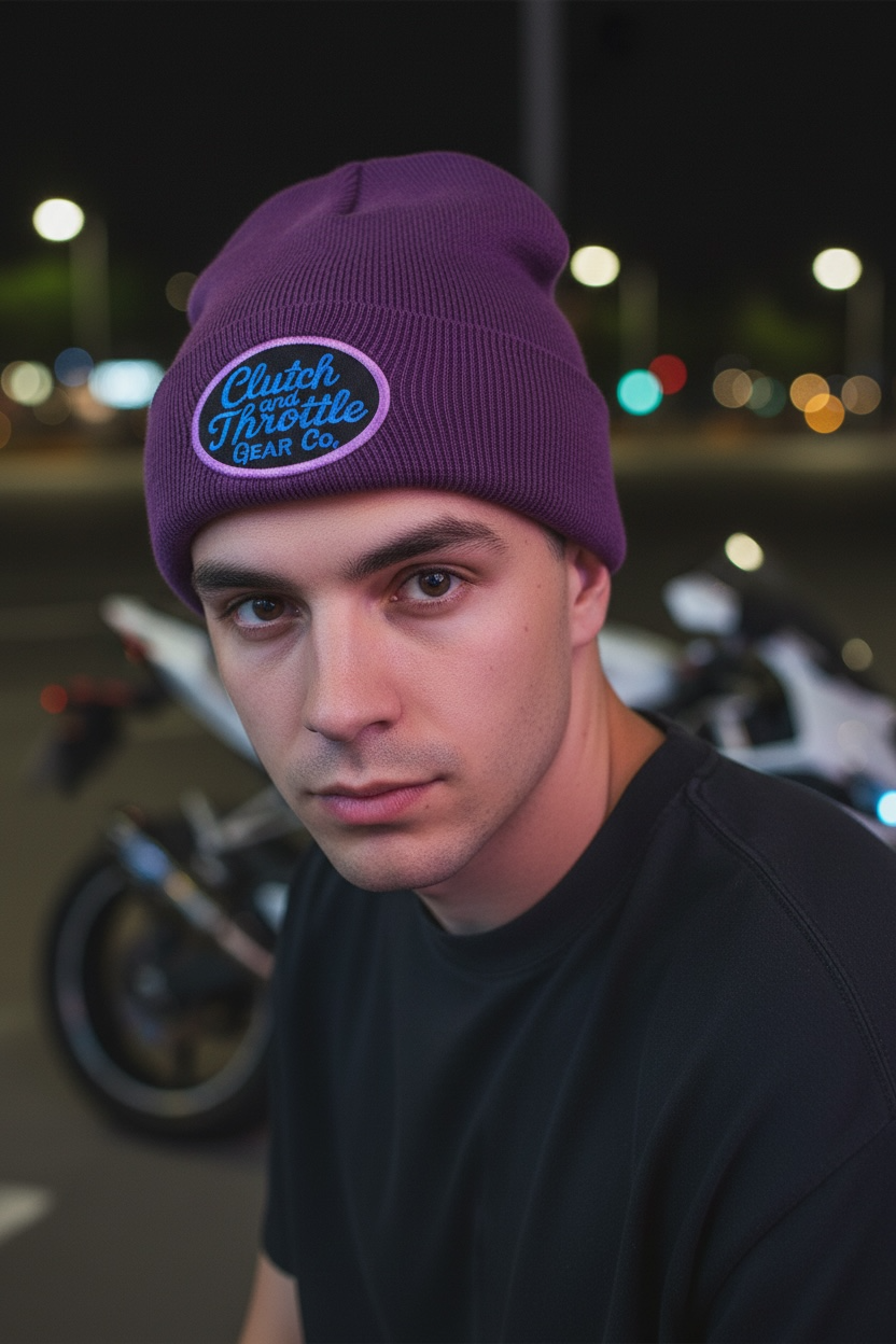 Grease Monkey Cuff Beanie (Purple)