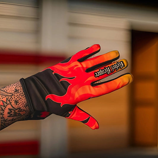 Orange Flame Moto Gloves