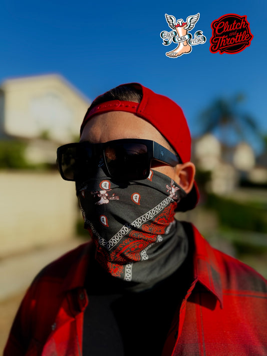 One Leg Films Paisley Neck Gaiter (Black/Red)