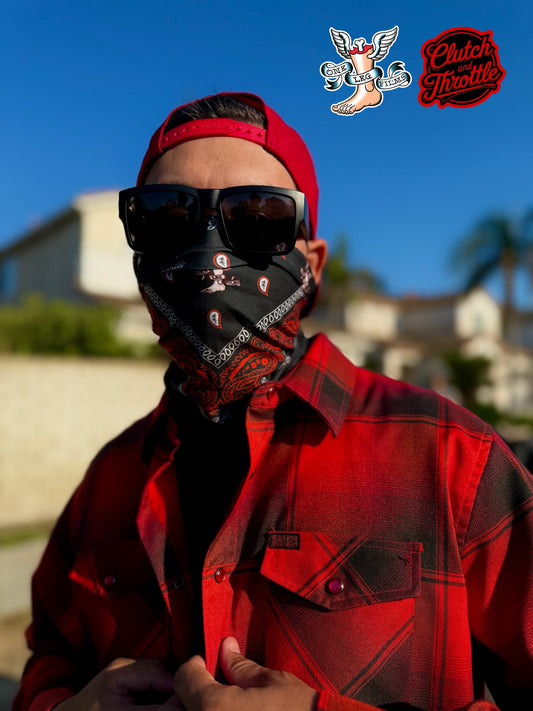 One Leg Films Paisley Neck Gaiter (Black/Red)