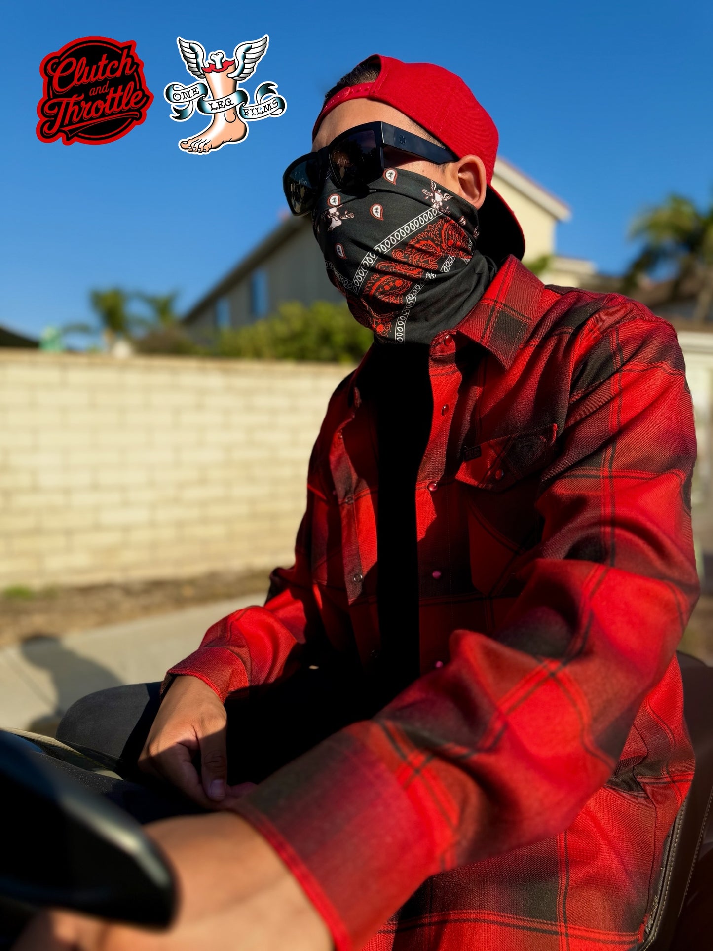 One Leg Films Paisley Neck Gaiter (Black/Red)