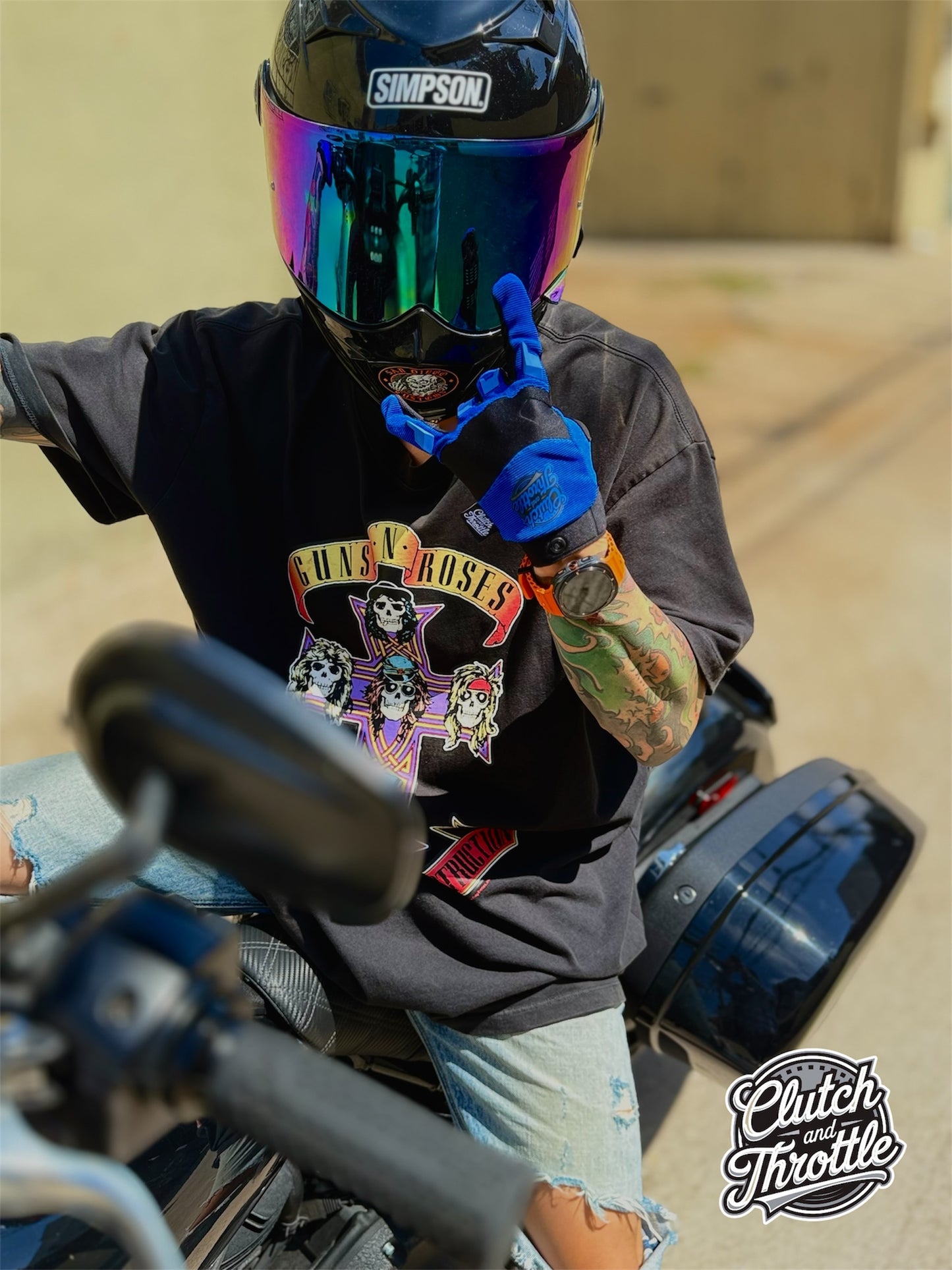 OG Crest Motorcycle Gloves (Blue)