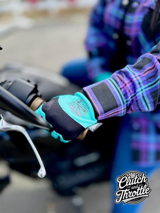 OG Crest Motorcycle Gloves (Sky Blue)
