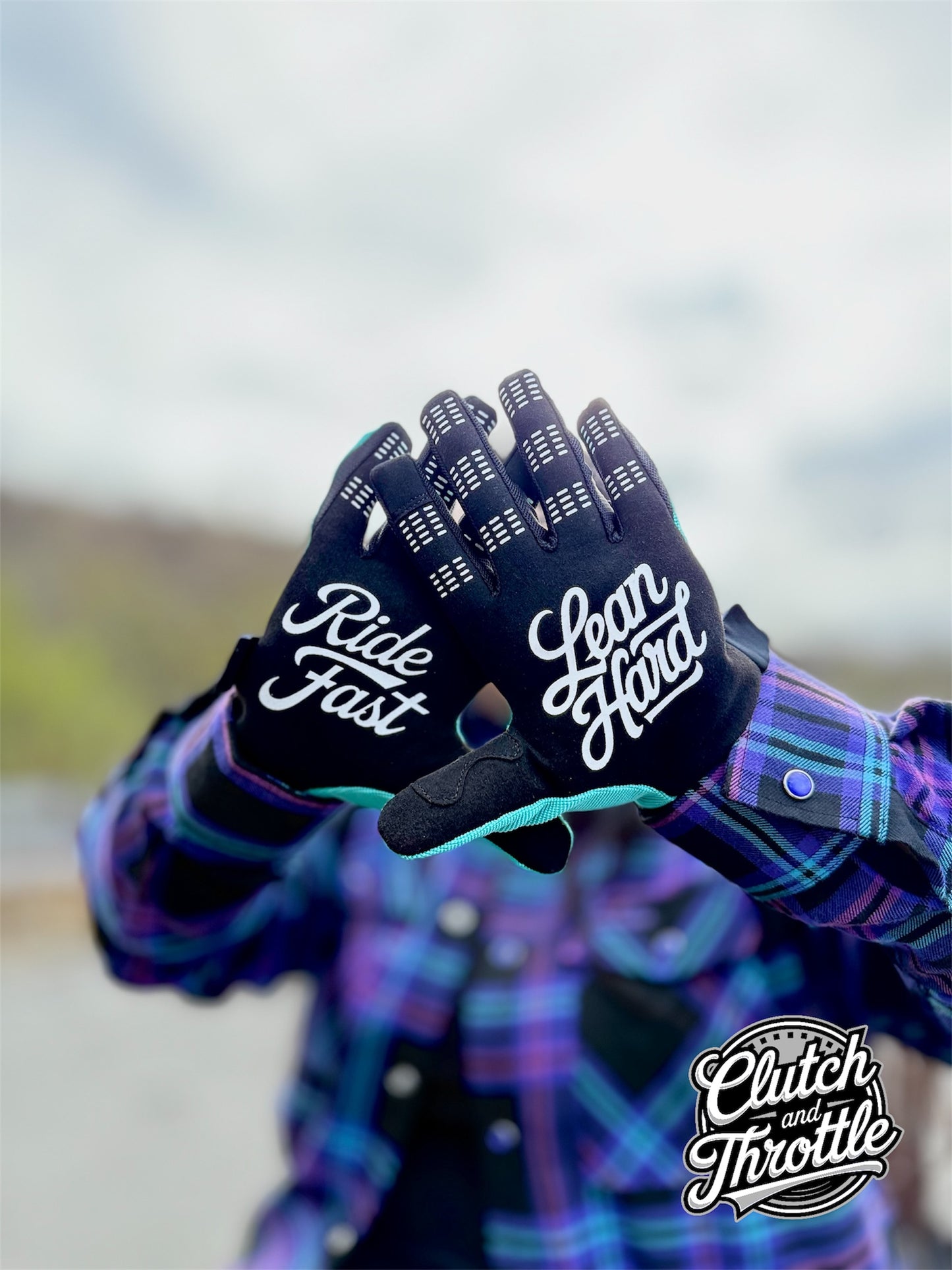 OG Crest Motorcycle Gloves (Sky Blue)