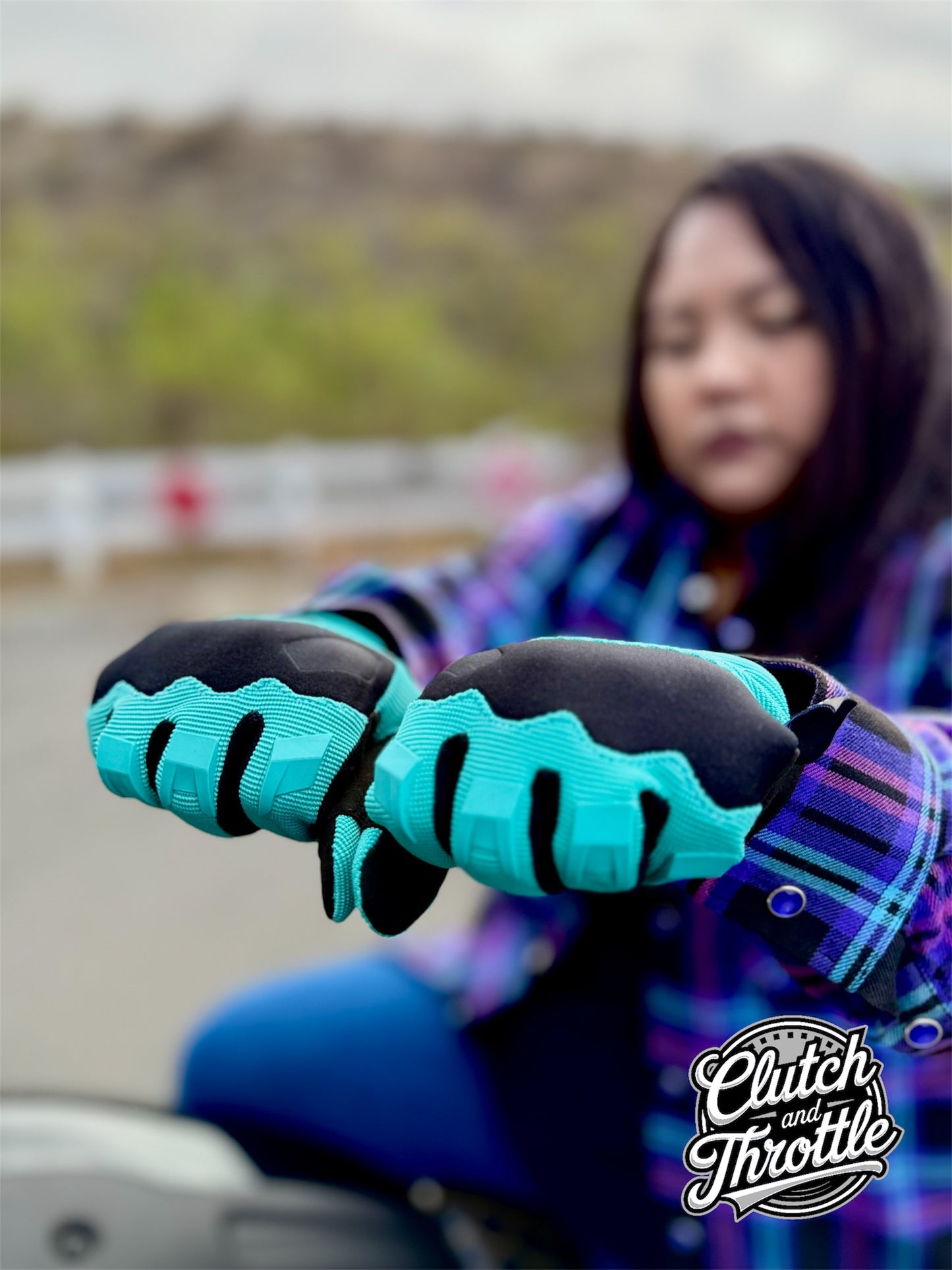 OG Crest Motorcycle Gloves (Sky Blue)