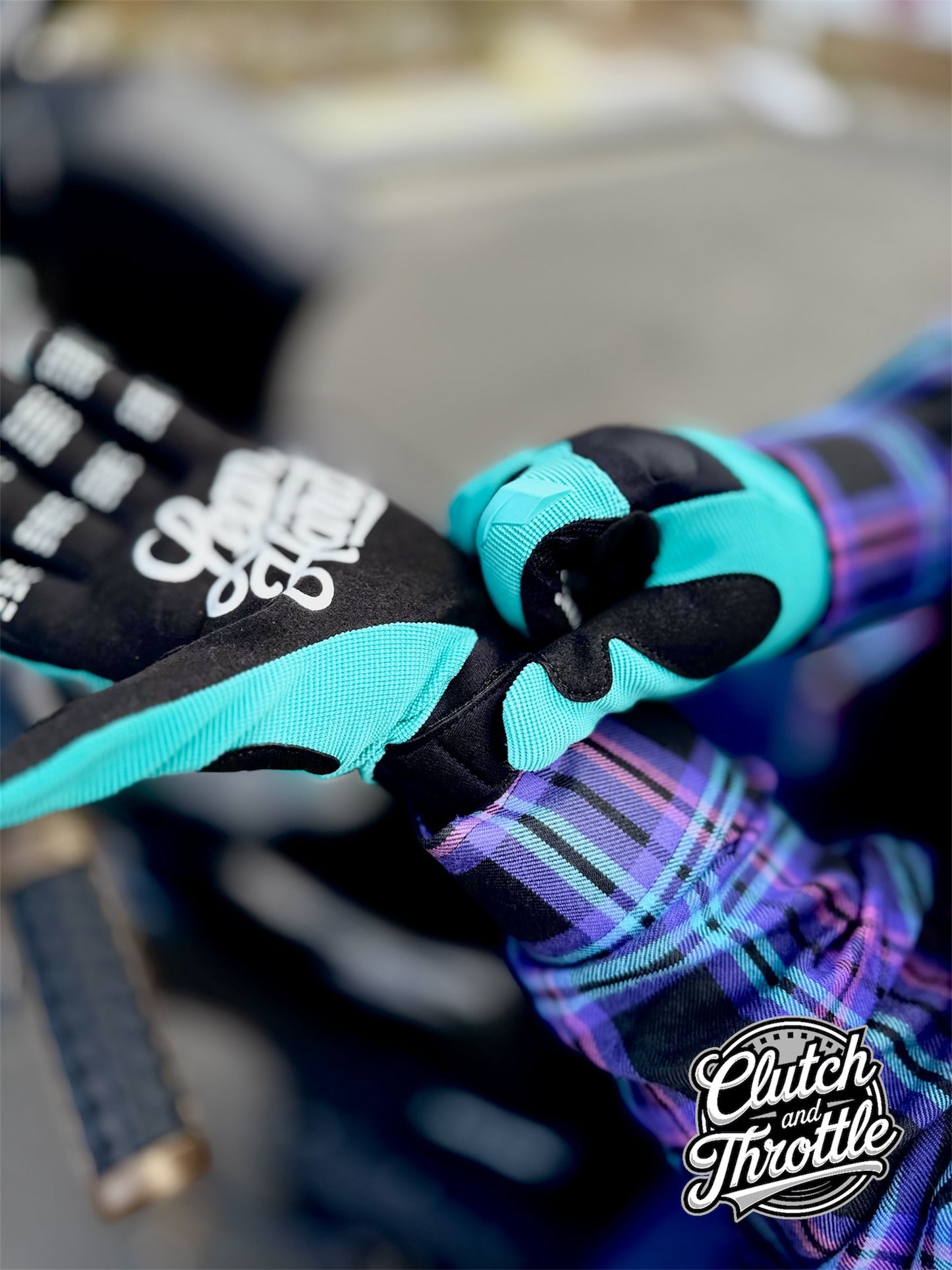 OG Crest Motorcycle Gloves (Sky Blue)