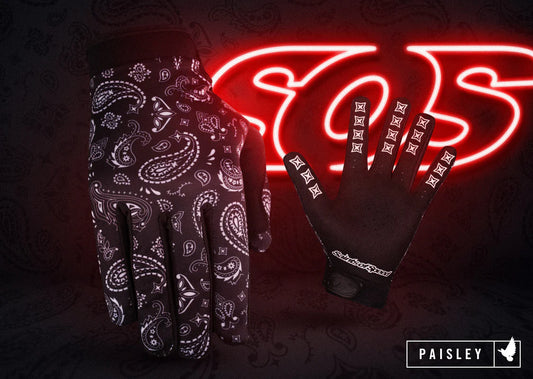 Black Paisley Motocross Gloves