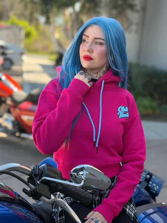 Women’s Girly Pop Bonehead Cropped Hoodie (Hot Pink)