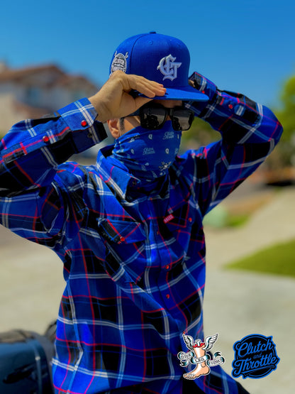 One Leg Films Paisley Neck Gaiter (Blue/Grey)