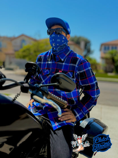 One Leg Films Paisley Neck Gaiter (Blue/Grey)