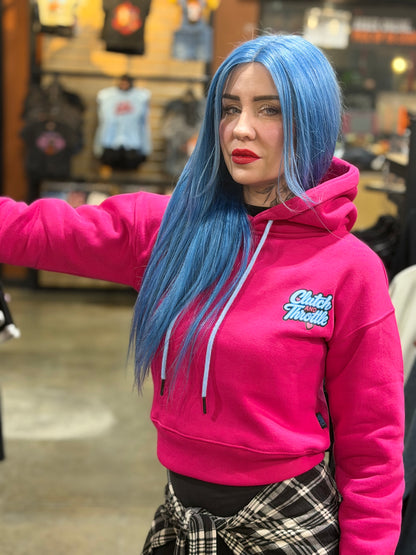 Women’s Girly Pop Bonehead Cropped Hoodie (Hot Pink)