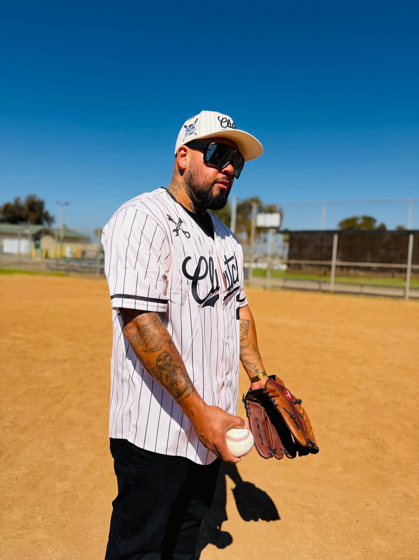 The OG Slugger Pinstriped Baseball Jersey (Off-White/Black)