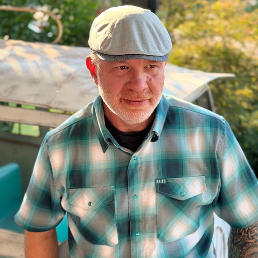 Kanaloa Blue Plaid Flat Cap
