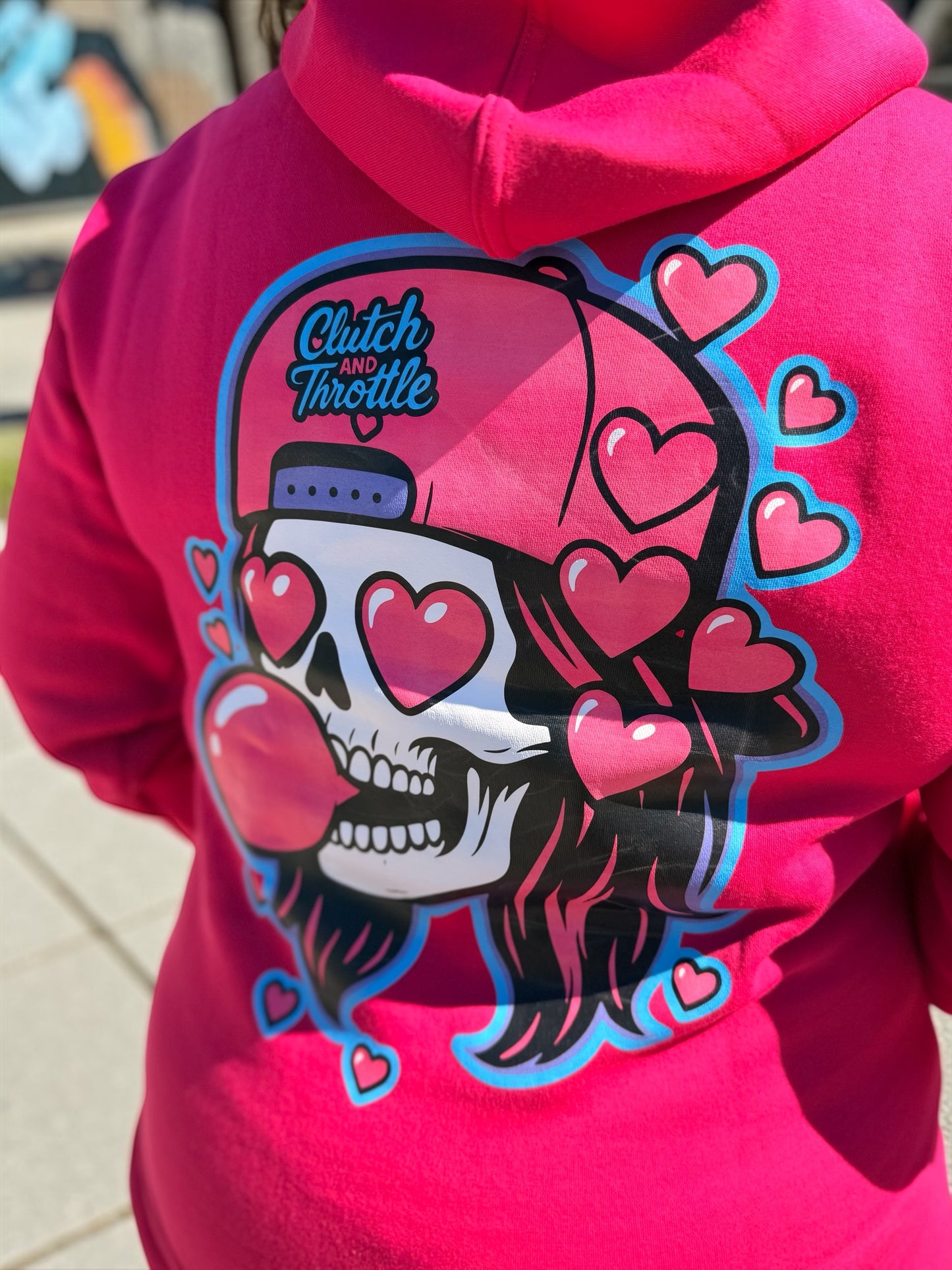 Girly Pop Bonehead Pullover Hoodie (Hot Pink)