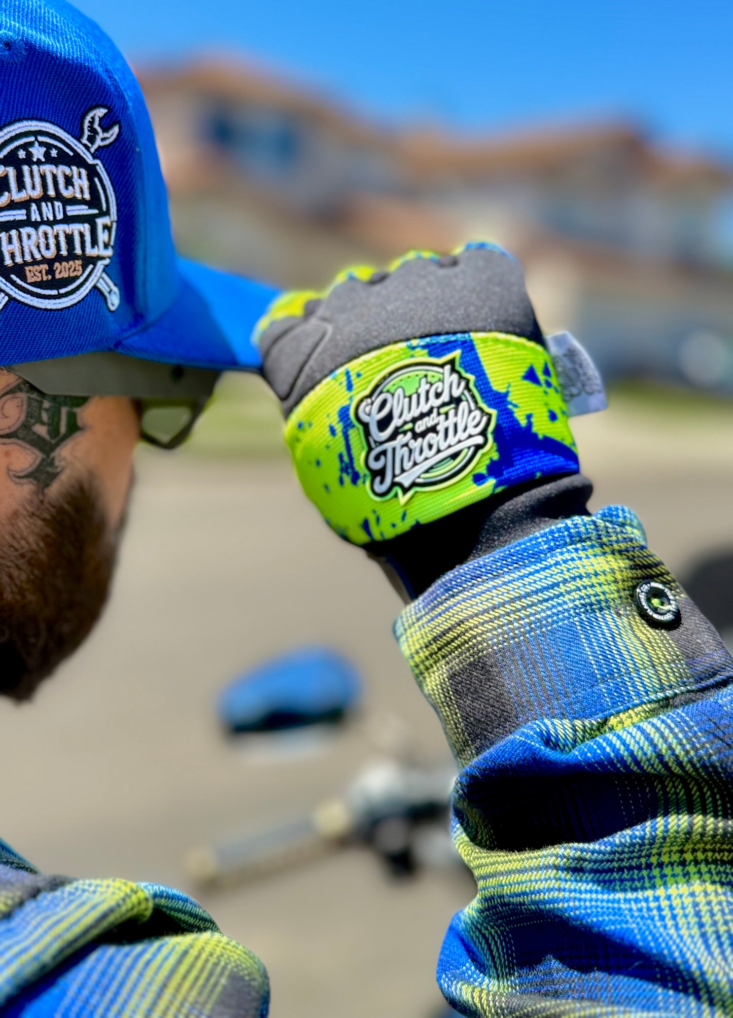 OG Crest Splatter Motorcycle Gloves (Yellow)