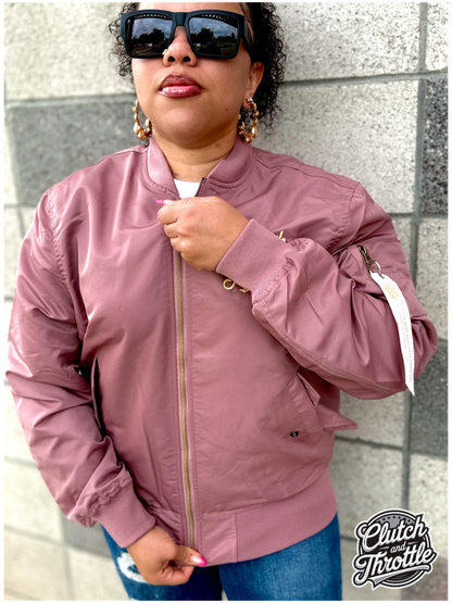 Classic Script MA-1 Bomber Jacket (Mauve)