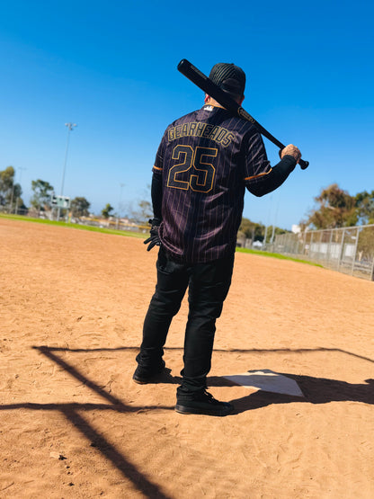 The OG Slugger Pinstriped Baseball Jersey (Black/Gold)