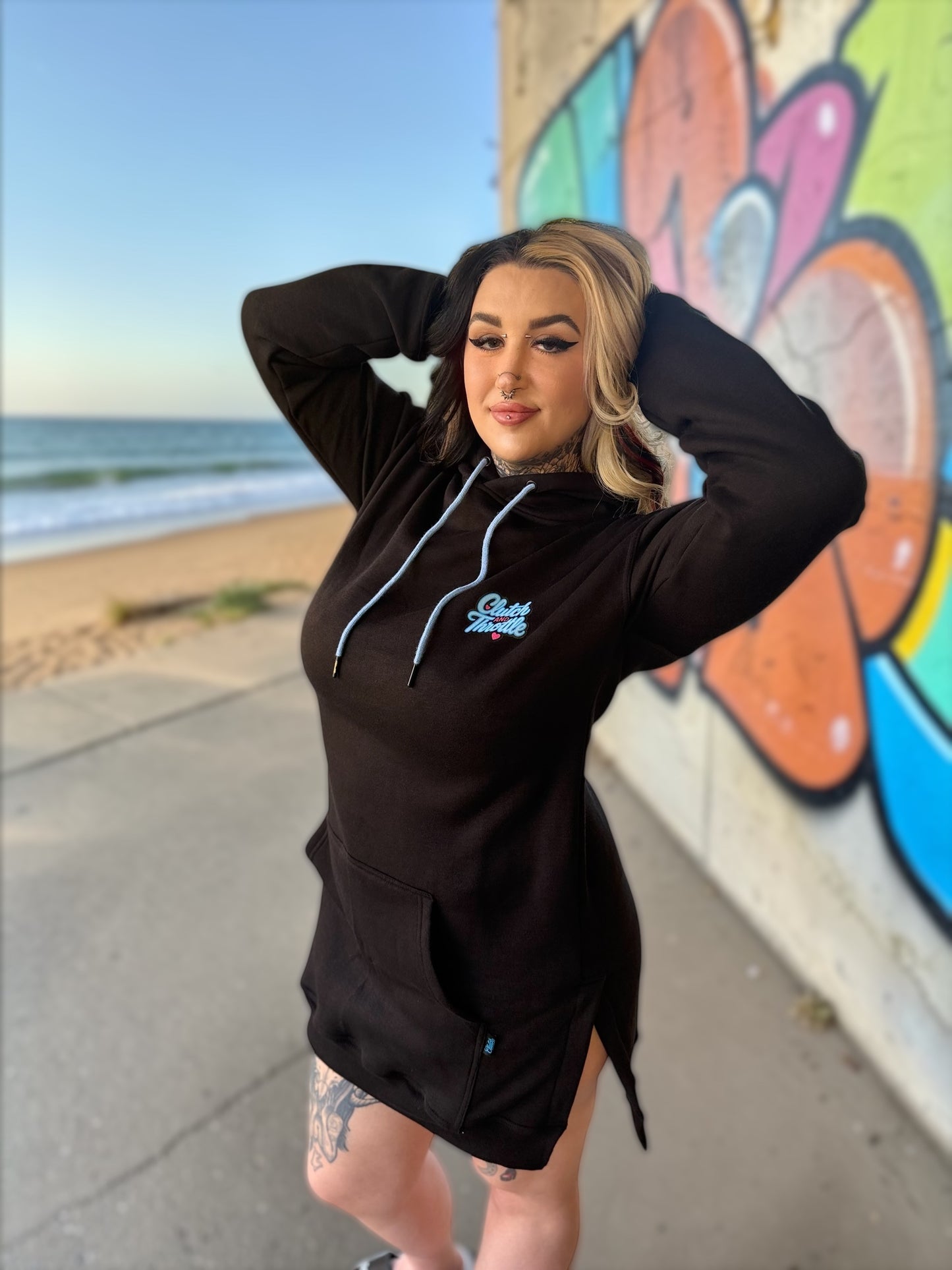 Girly Pop Bonehead Dress Hoodie (Black)