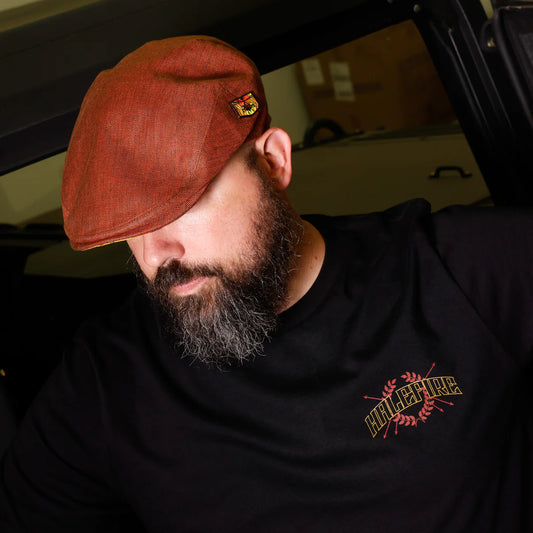 Halefire Orange Herringbone Flat Cap