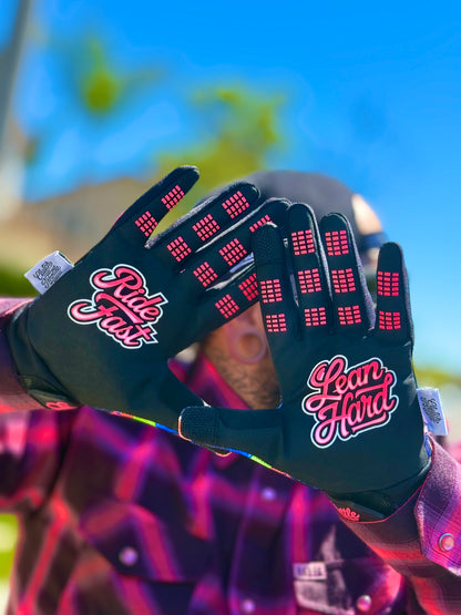 OG Crest Splatter Motorcycle Gloves (Pink)