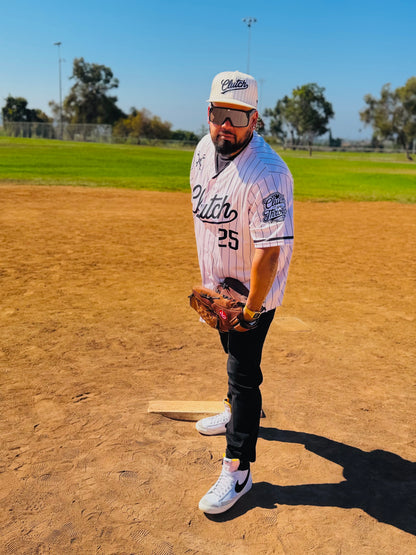 The OG Slugger Pinstriped Baseball Jersey (Off-White/Black)