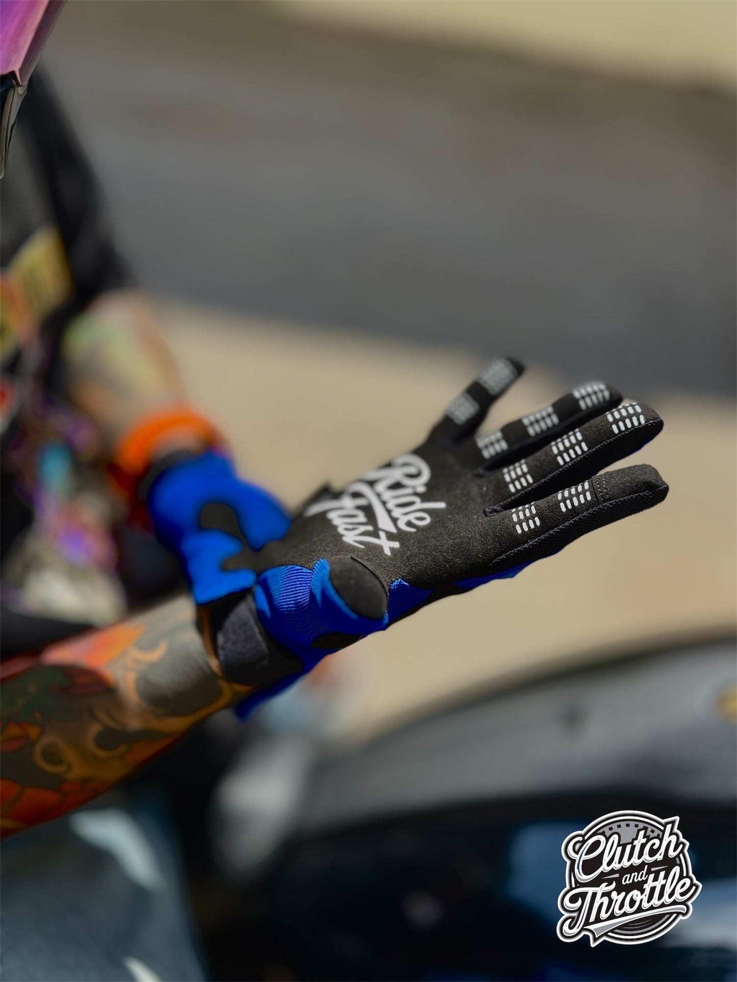 OG Crest Motorcycle Gloves (Blue)