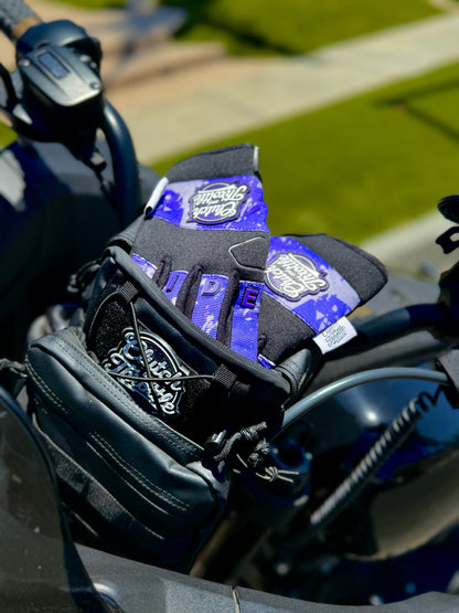 OG Crest Splatter Motorcycle Gloves (Purple)