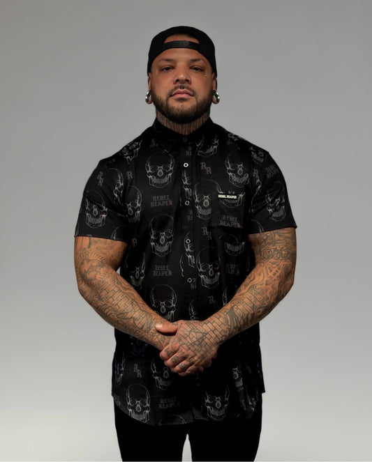 Splatter Skulls Button Down