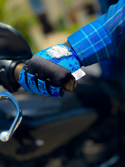 OG Crest Splatter Motorcycle Gloves (Blue)