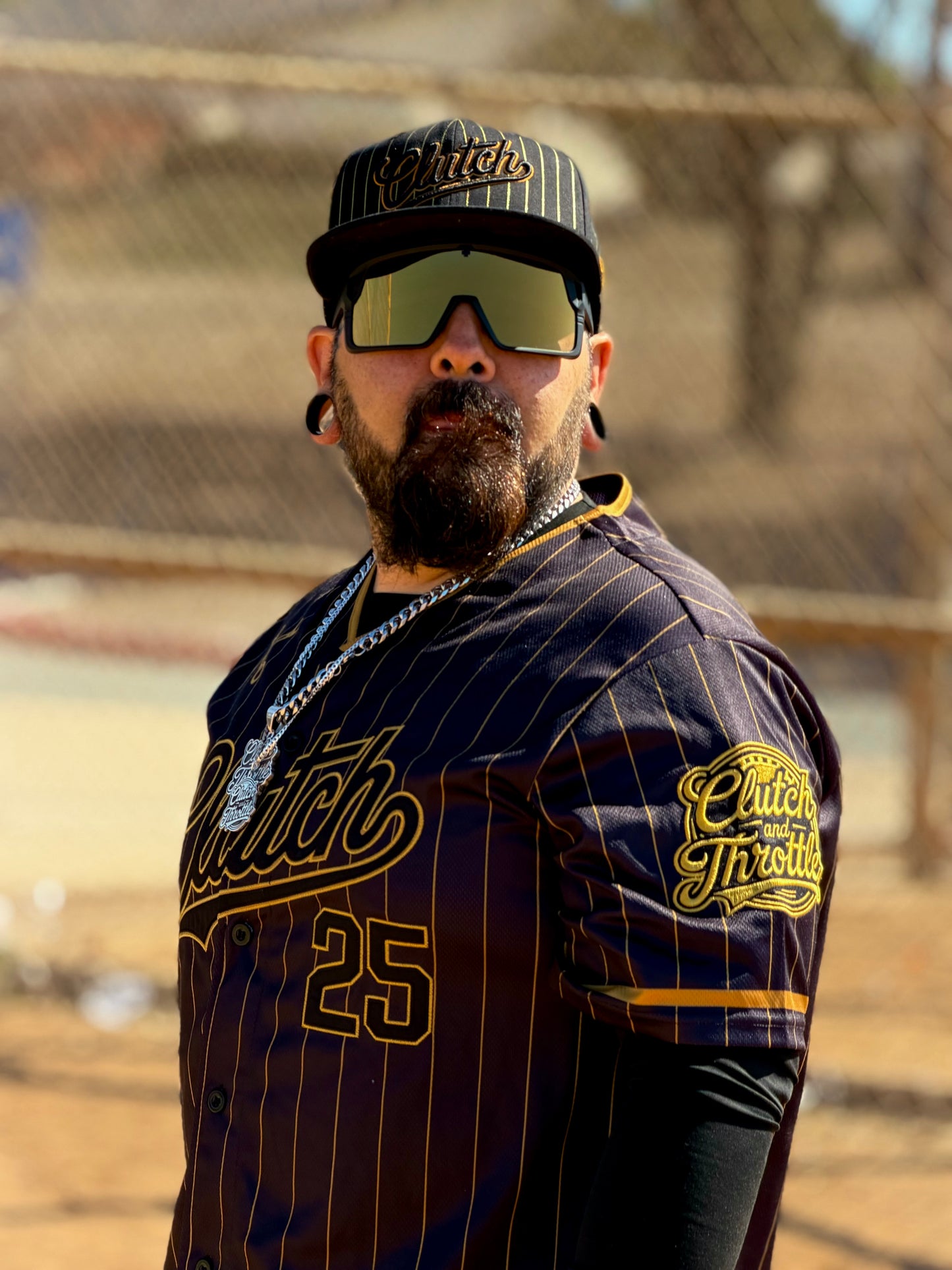 The OG Slugger Pinstriped Baseball Jersey (Black/Gold)