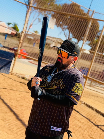 The OG Slugger Pinstriped Baseball Jersey (Black/Gold)