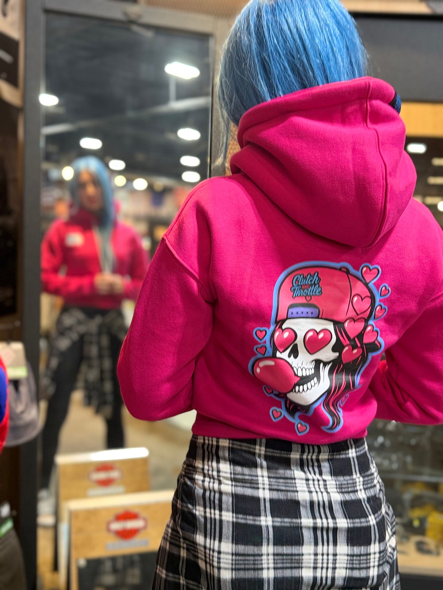 Women’s Girly Pop Bonehead Cropped Hoodie (Hot Pink)