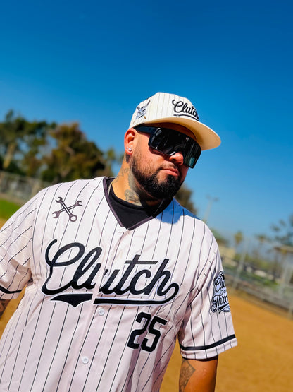 The OG Slugger Pinstriped Baseball Jersey (Off-White/Black)