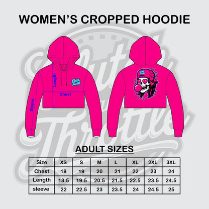 Women’s Girly Pop Bonehead Cropped Hoodie (Hot Pink)