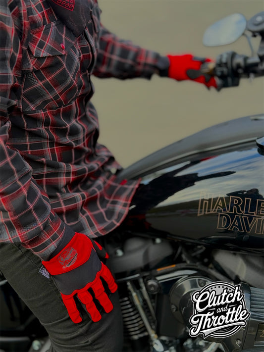 OG Crest Motorcycle Gloves (Red)