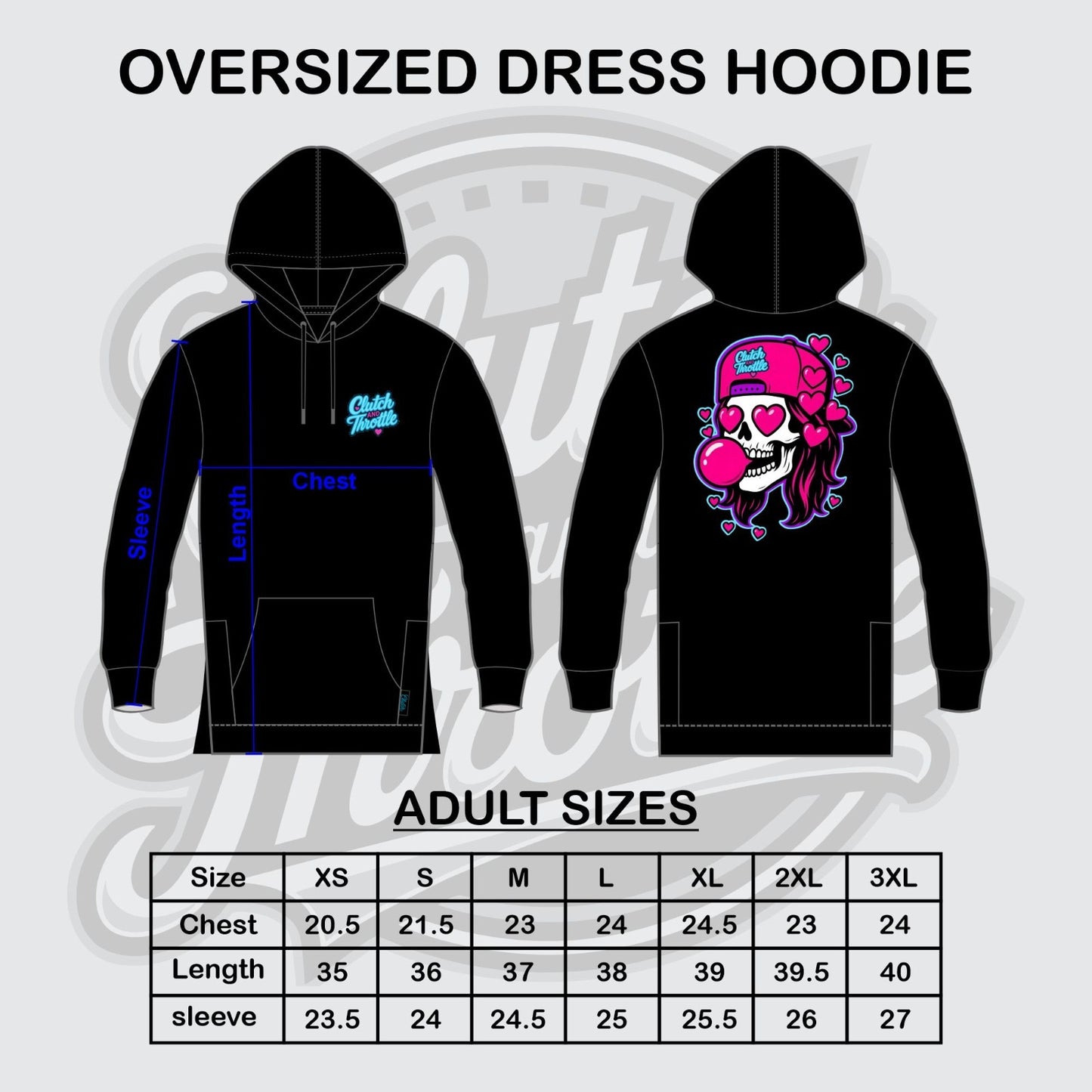 Girly Pop Bonehead Dress Hoodie (Black)