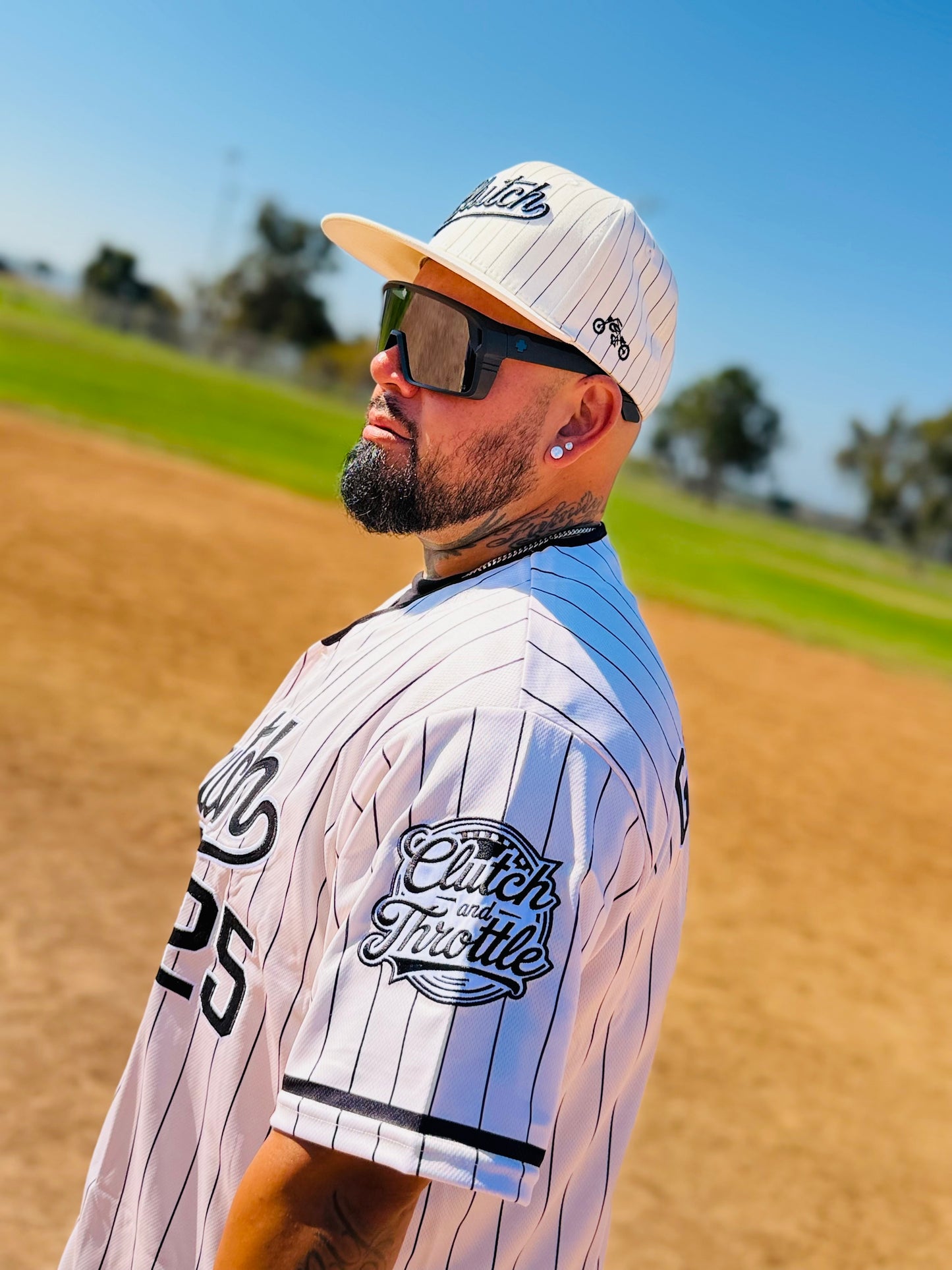 The OG Slugger Pinstriped Baseball Jersey (Off-White/Black)