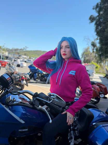 Women’s Girly Pop Bonehead Cropped Hoodie (Hot Pink)