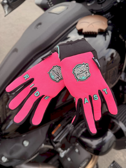 OG Crest Motorcycle Gloves (Hot Pink)