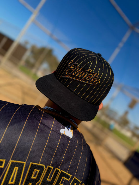 The OG Slugger Pinstriped Snapback (Black/Gold)