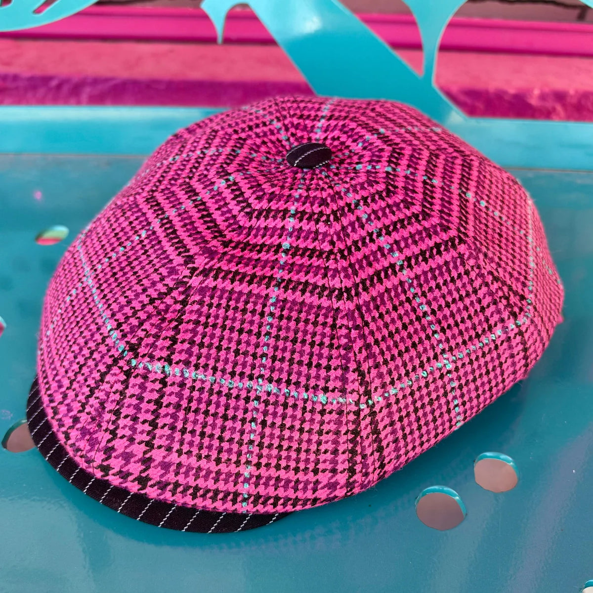 Warrior II Pink Houndstooth Newsboy Cap