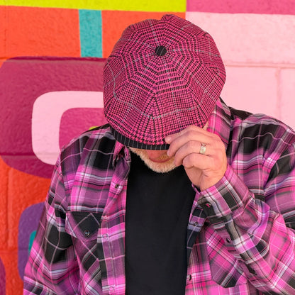 Warrior II Pink Houndstooth Newsboy Cap