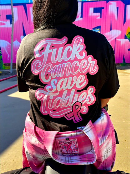 Fuck Cancer Save Tiddies Black T-Shirt