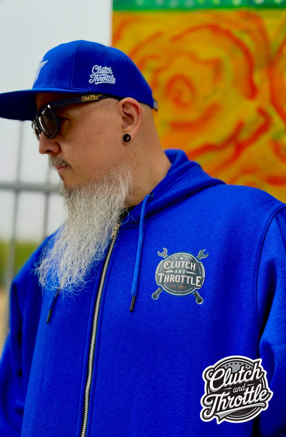 Wrench Crest Zip-up Hoodie (Royal Blue)