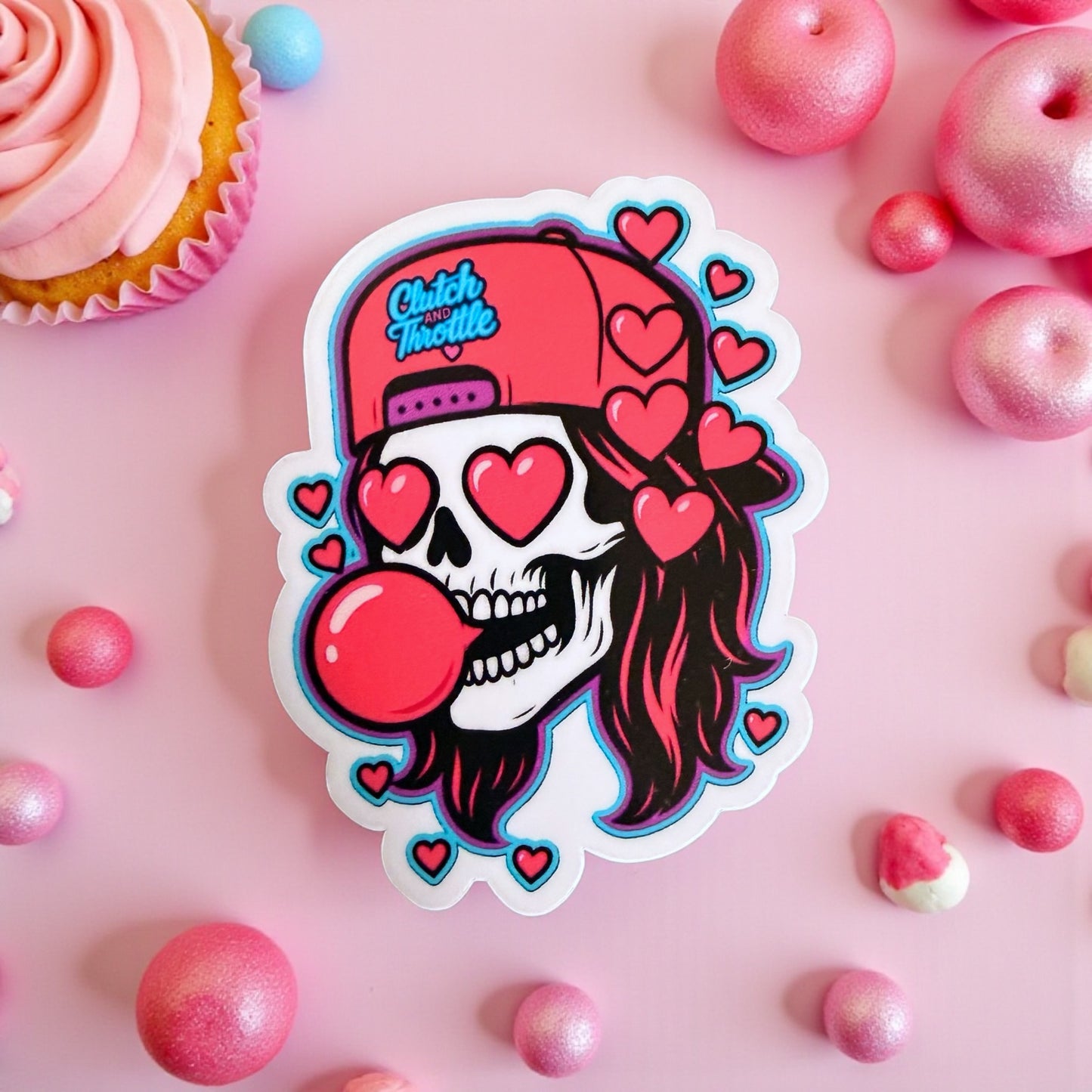 Girly Pop Bonehead 3” Die Cut Sticker