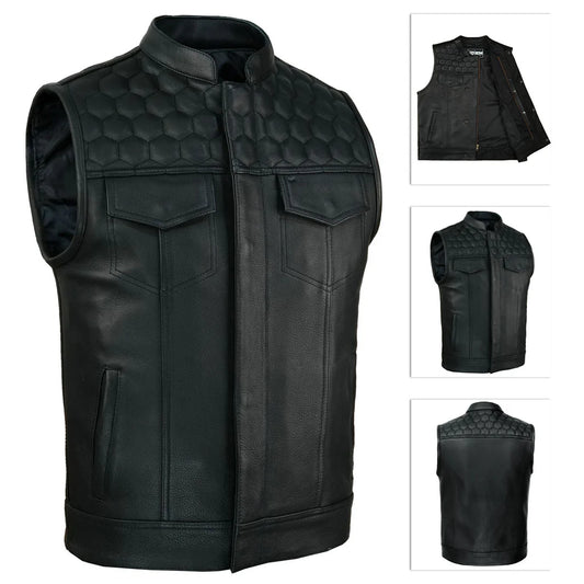 SOA Honeycomb Leather Vest (Black)