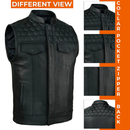SOA Honeycomb Leather Vest (Black)