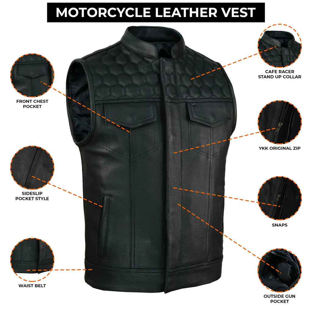 SOA Honeycomb Leather Vest (Black)