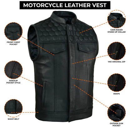 SOA Honeycomb Leather Vest (Black)
